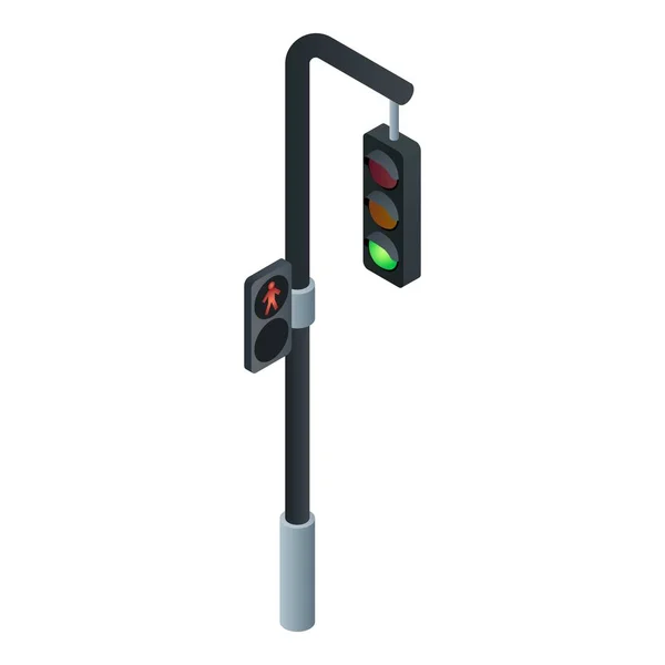 Ikona semaforu pro městské semafory, izometrický styl — Stockový vektor