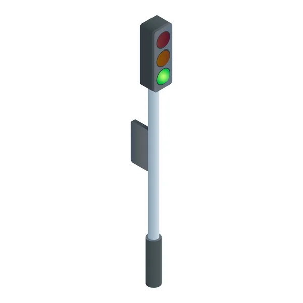 Ikon lampu lalu lintas hijau, gaya isometrik - Stok Vektor