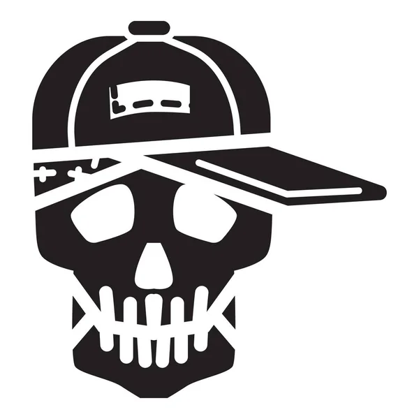 Crâne dans l'icône de chapeau, style simple — Image vectorielle