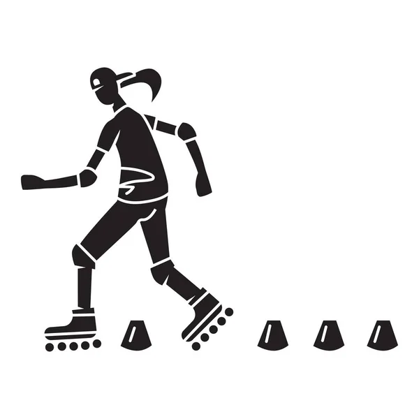 女子轮滑运动员图标，风格简单 — 图库矢量图片
