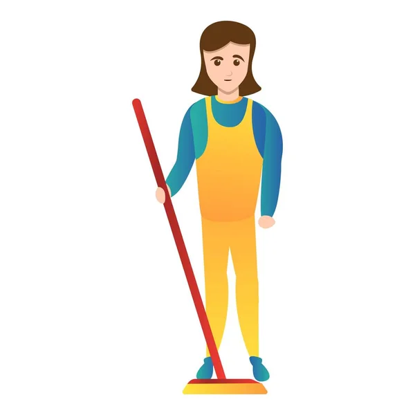 Kobieta czyszczenia ikona MOP, styl kreskówki — Wektor stockowy
