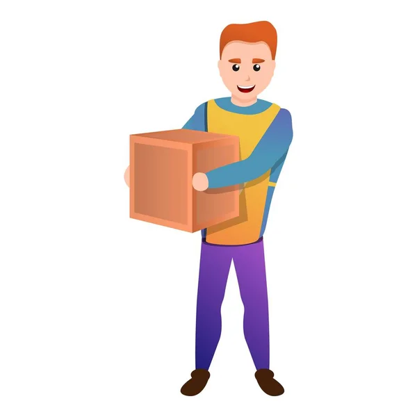 Voluntario tomar icono de caja de cubo, estilo de dibujos animados — Vector de stock