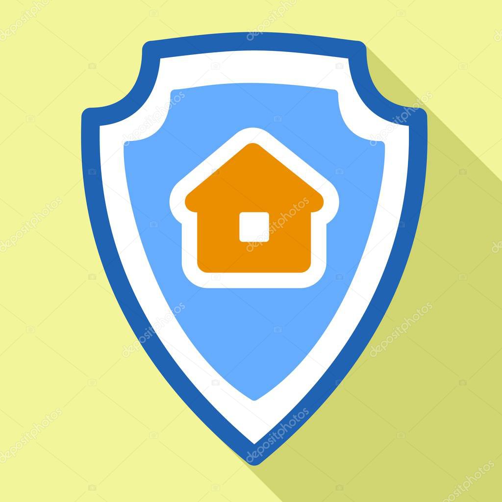 Protected house icon, flat style