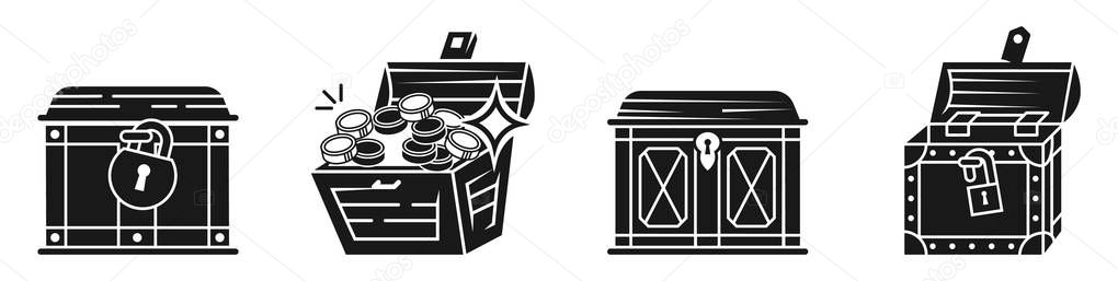 Dower chest icons set, simple style