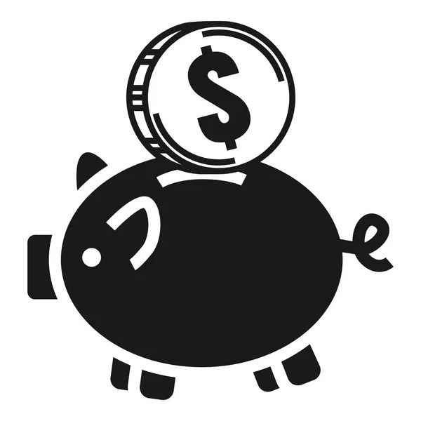 Piggy icono de la orilla, estilo simple — Vector de stock