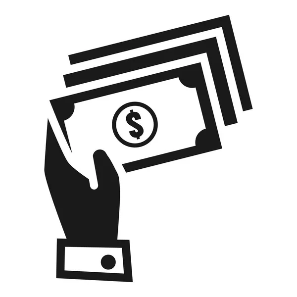 Dinero efectivo icono de la mano, estilo simple — Vector de stock