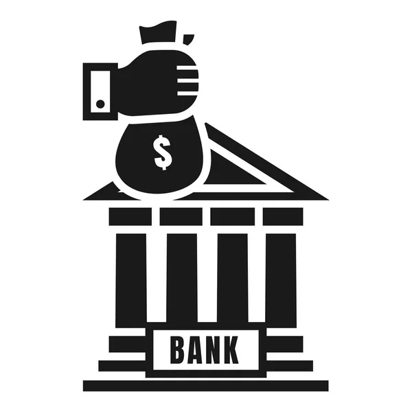 Saco de dinheiro ícone de depósito bancário, estilo simples — Vetor de Stock