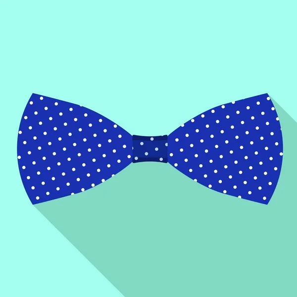 Blue dotted bow tie icon, flat style — Stock Vector