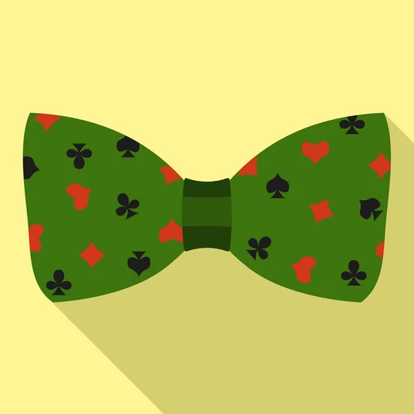 Ícone de gravata arco cartões verdes, estilo plano — Vetor de Stock