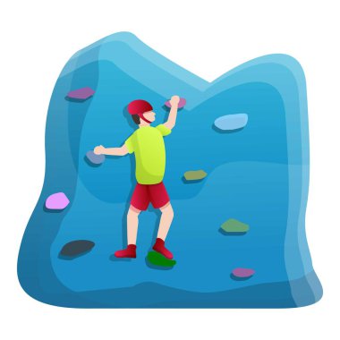 Workout wall climbing icon, cartoon style vector Workout wall climbing icon, cartoon style vector