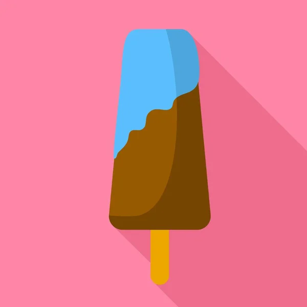 Buz çikolata buzlu dondurma simgesi, düz stil — Stok Vektör