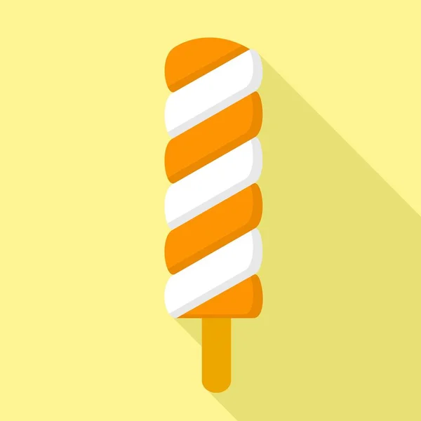 Orange vanilla popsicle icon, flat style — Stock Vector