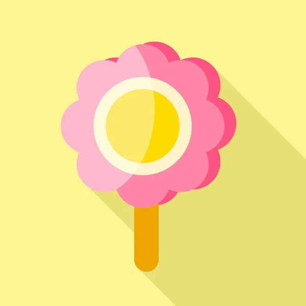 Pink flower popsicle icon, flat style — Stock Vector