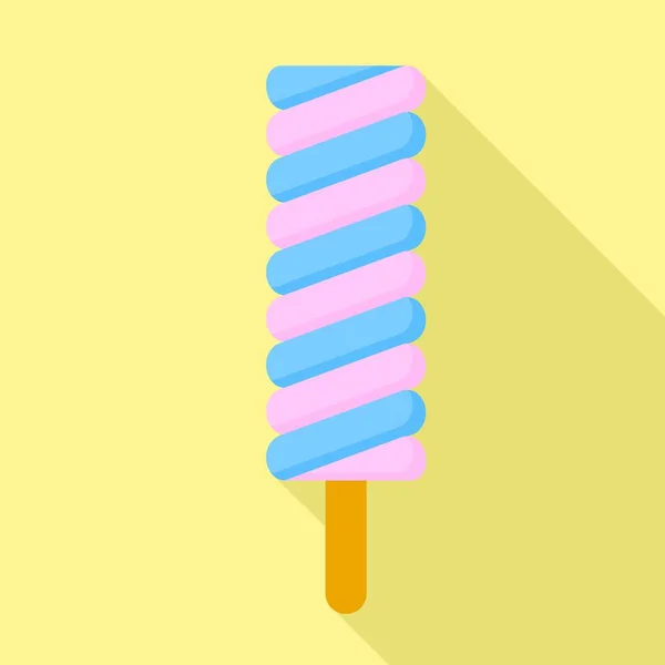 Pink blue swirl popsicle icon, flat style — Stock Vector