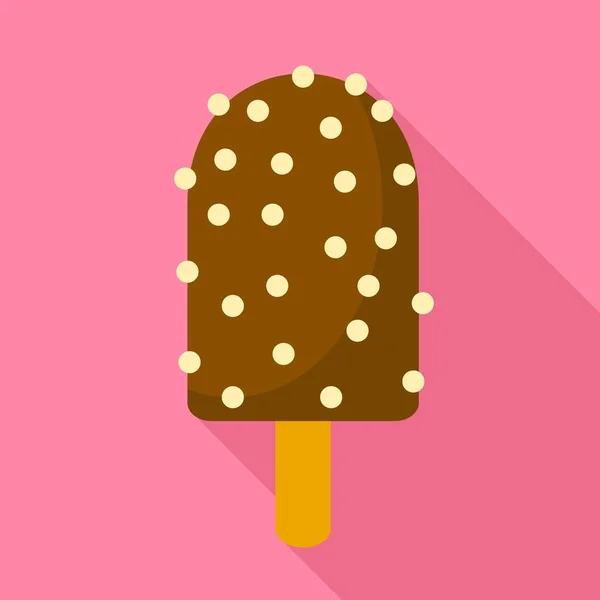 Chocolate nuts popsicle icon, flat style — Stock Vector