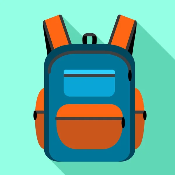 Backpack icon, flat style — Stock Vector