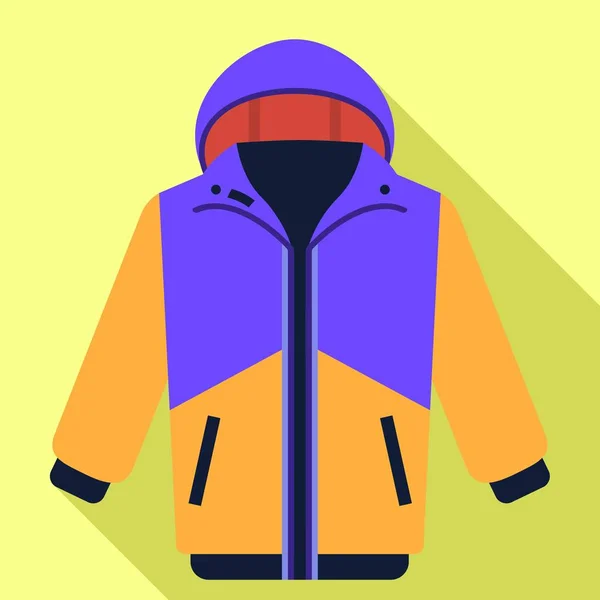 Значок лыжной куртки, плоский стиль — стоковый вектор