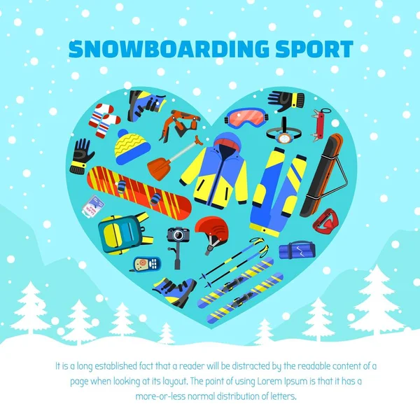 Snowboarding sport concept background, flat style