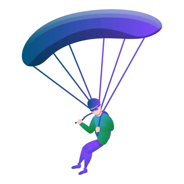 Parachutiste avec icône de parachute, style dessin animé — Image vectorielle