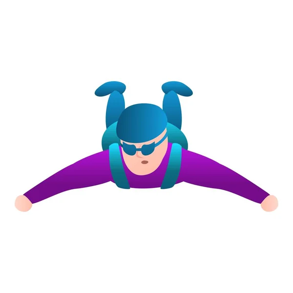 Skydiver ícone queda livre, estilo dos desenhos animados — Vetor de Stock