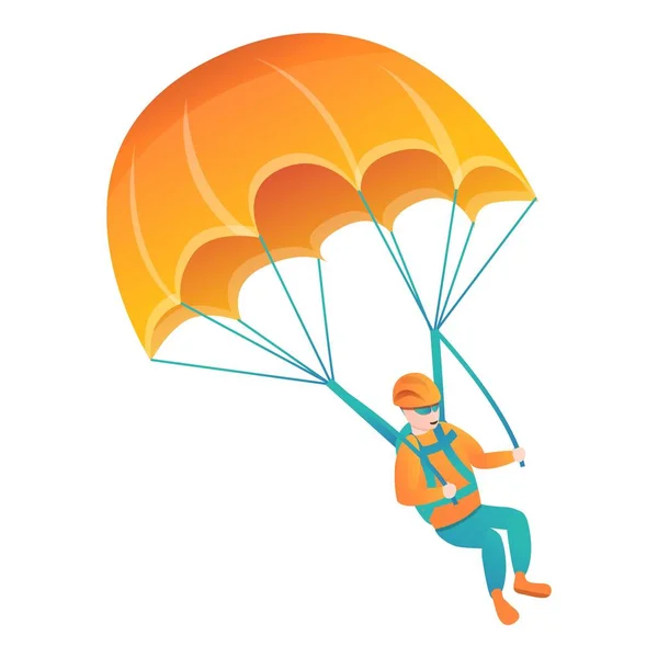 橙色男子降落伞图标，卡通风格 — 图库矢量图片