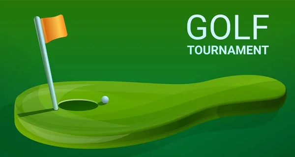 Bannière concept de tournoi de golf, style dessin animé — Image vectorielle