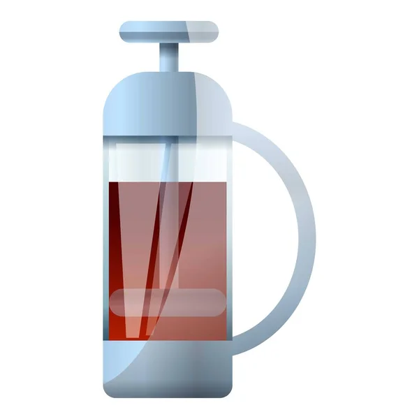 Tea glass press icon, cartoon style — Stock Vector
