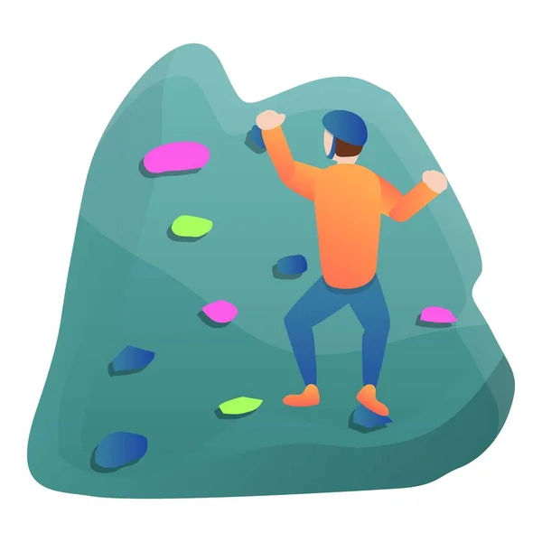 Icona parete arrampicata su roccia, stile cartone animato — Vettoriale Stock