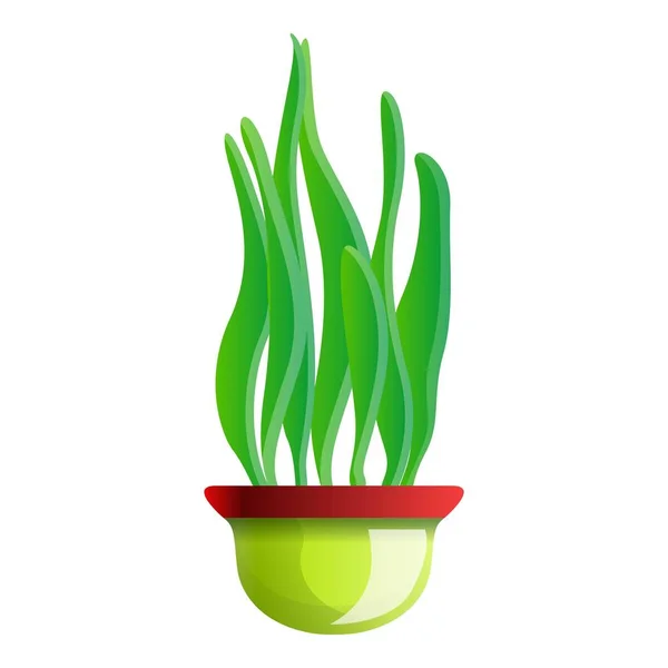 Long leaf plant pot icon, cartoon style — Stock Vector