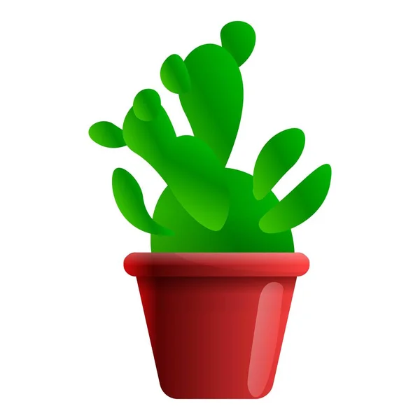 Kaktus Zimmerpflanze Ikone, Cartoon-Stil — Stockvektor