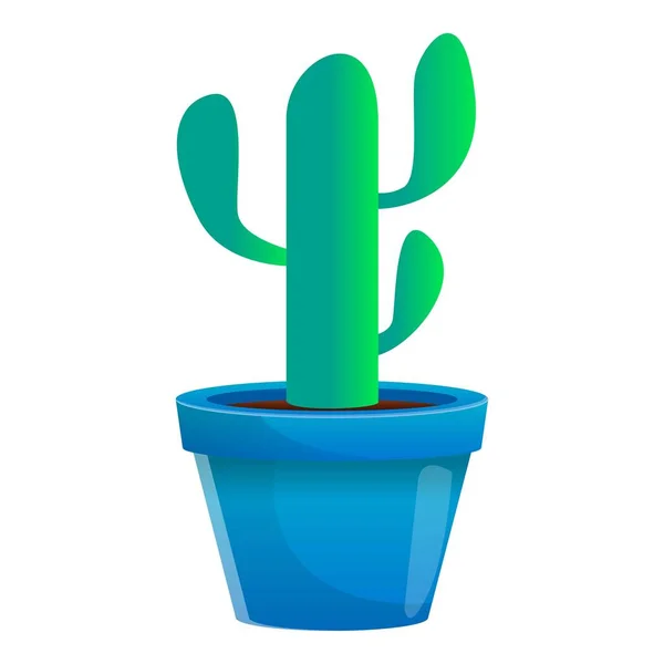 Icône de pot de cactus, style dessin animé — Image vectorielle