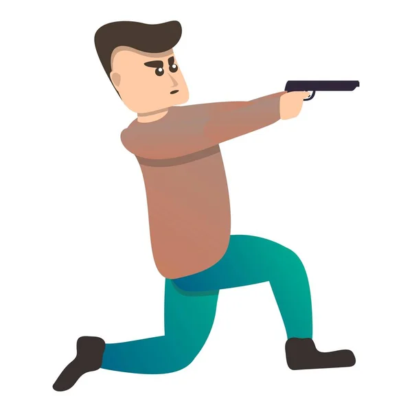Man pistol shooting sport icon, cartoon style
