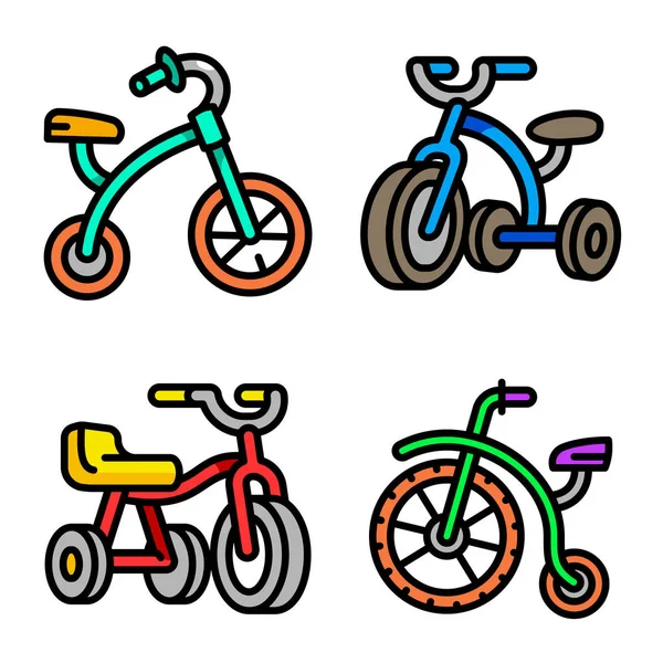 Conjunto de ícones triciclo, estilo esboço — Vetor de Stock