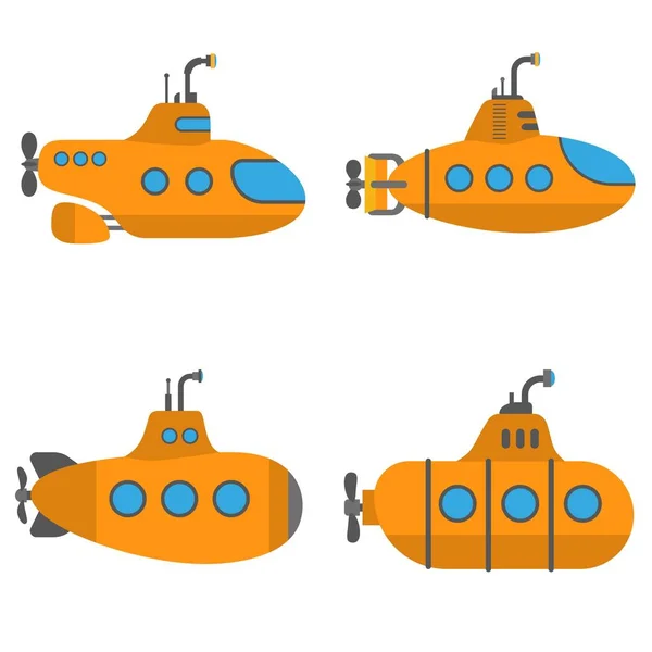 Conjunto de ícones submarinos Periscope, estilo plano — Vetor de Stock