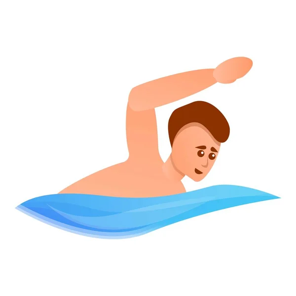 Erkek yüzme simgesi, karikatür tarzı — Stok Vektör