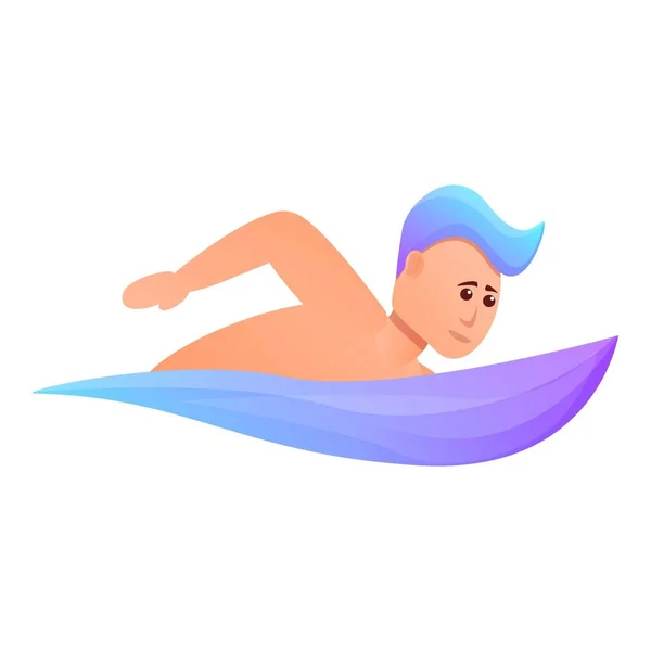 Ikona pływania triathlon, styl kreskówki — Wektor stockowy