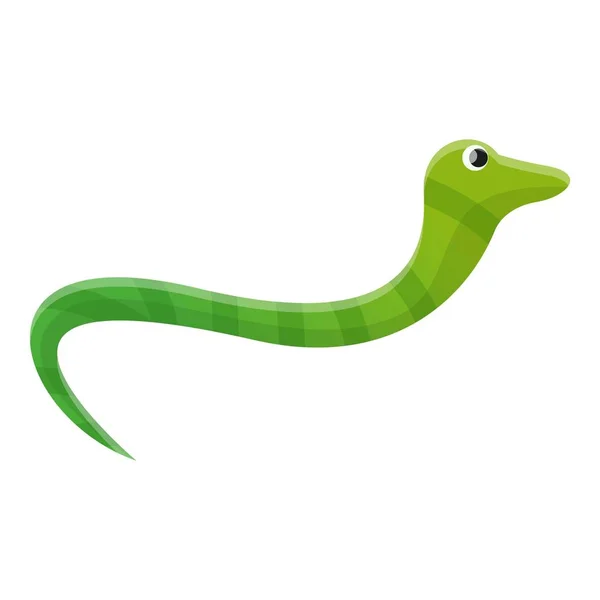 Icône de serpent vert, style dessin animé — Image vectorielle