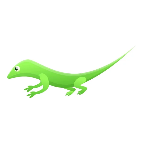 Зелена ікона ящірки, мультиплікаційний стиль — стоковий вектор