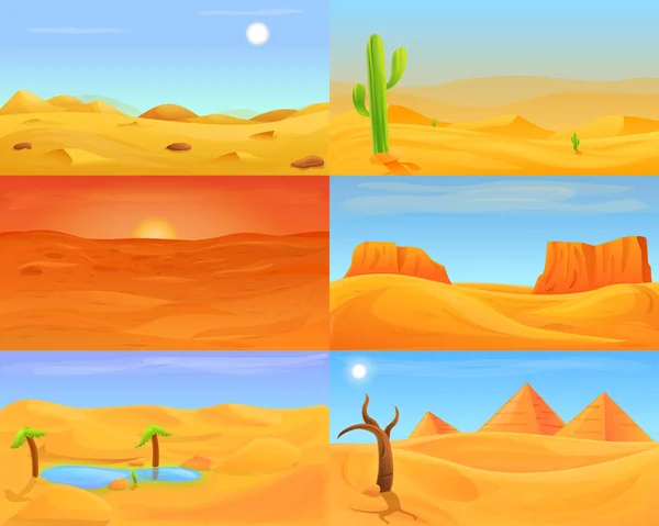Zestaw banerów pustynnych, styl kreskówki — Wektor stockowy