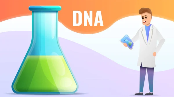 Σχέδιο πράσινου φιάλης DNA, στυλ κινουμένων σχεδίων — Διανυσματικό Αρχείο