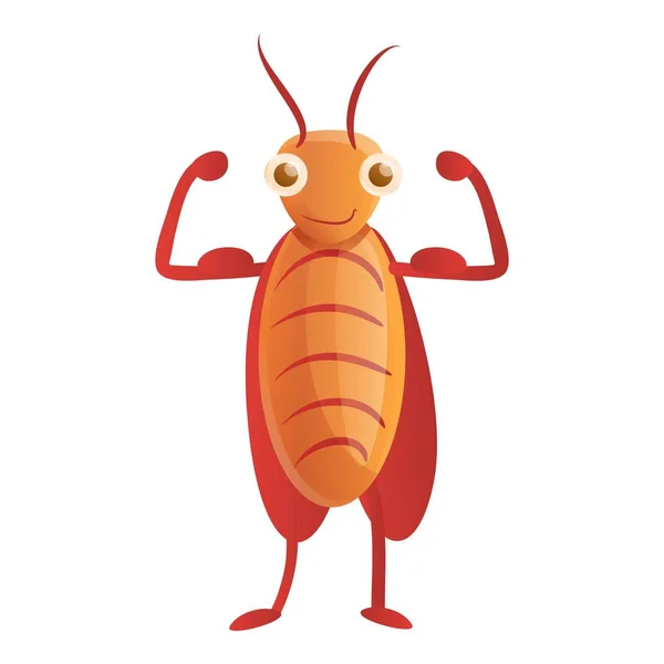 Culturista icono de cucaracha, estilo de dibujos animados — Vector de stock