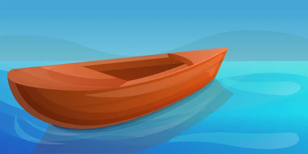 Legno barca lago concetto banner, stile cartone animato — Vettoriale Stock