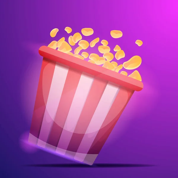 Cinéma popcorn sac concept fond, style dessin animé — Image vectorielle