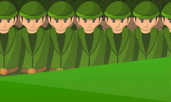 Ejército soldados bandera concepto, estilo de dibujos animados — Archivo Imágenes Vectoriales