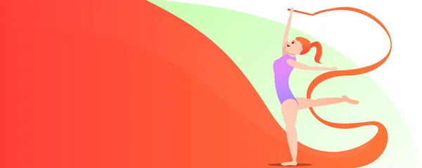 Sport banner concetto di ginnastica, stile cartone animato — Vettoriale Stock