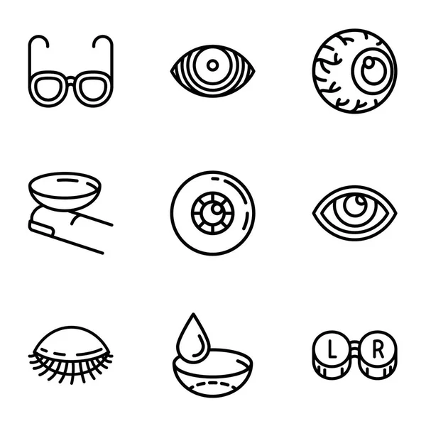 Conjunto de iconos de cuidado ocular, estilo de contorno — Archivo Imágenes Vectoriales