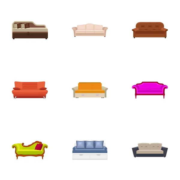 Conjunto de ícones de sofá, estilo plano — Vetor de Stock