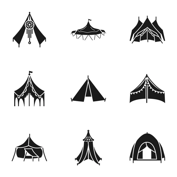 Tent icon set, simple style — Stock Vector