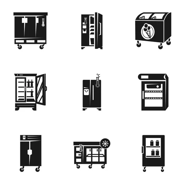 Conjunto de iconos de refrigerador, estilo simple — Vector de stock