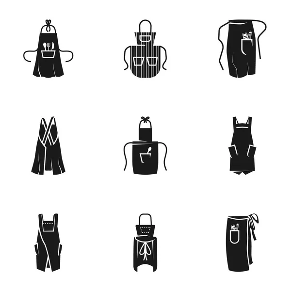 Set ikon apron, gaya sederhana - Stok Vektor